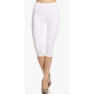 JVINI Capri Jeggings  L White Pull-On‎ Stretch Skinny High Waist Pants 30x21 NEW